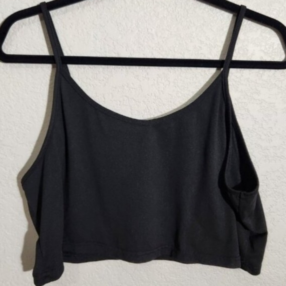 Shein Curve Black Crop Top Womens 2XL Stretchy Spaghetti Strap Camisole Tank